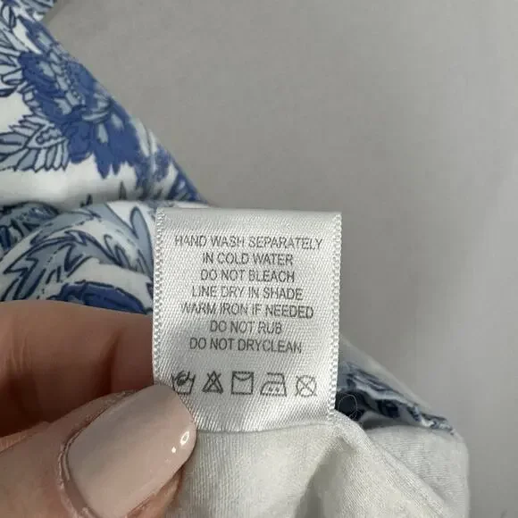 Ro’s Garden Leticia Deauville Mini Shirt Dress Womens Small Blue Floral Cottage - Picture 14 of 14